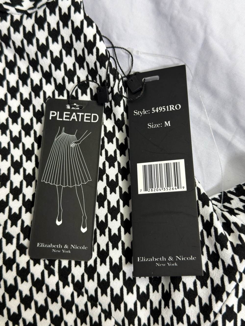 NWT Elizabeth Nicole NY Houndstooth Blazer Dress Pleated Skirt Long Sleeve M - Picture 7 of 10